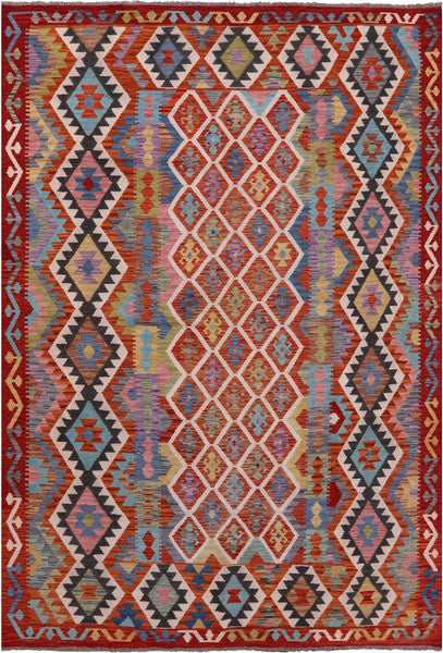 Reversible Kilim Flat Weave Wool On Wool Rug - 6' 9" X 9' 8" - Golden Nile