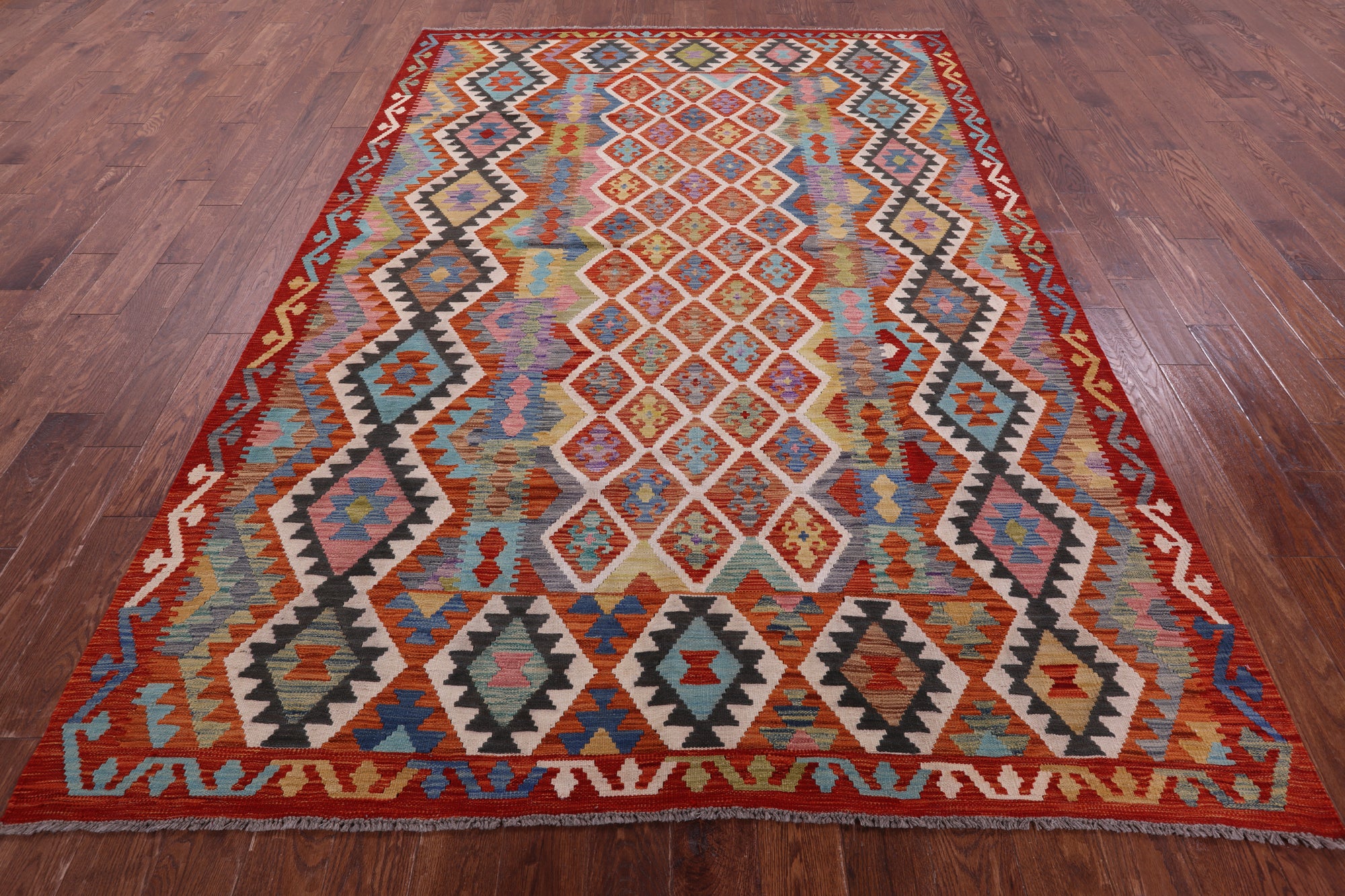 Reversible Kilim Flat Weave Wool On Wool Rug - 6' 9" X 9' 8" - Golden Nile