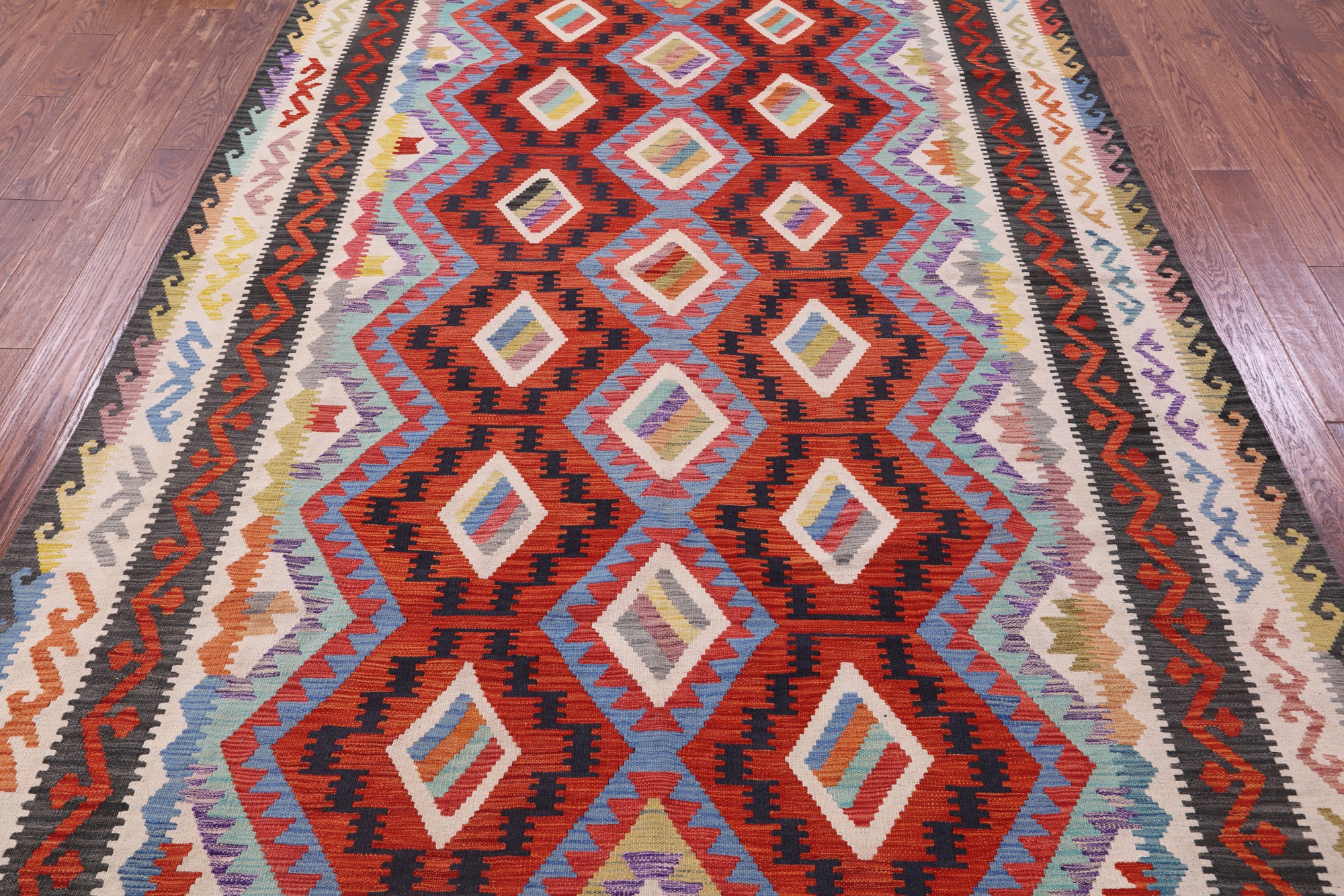 Reversible Kilim Flat Weave Wool On Wool Rug - 6' 8" X 9' 8" - Golden Nile