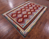 Reversible Kilim Flat Weave Wool On Wool Rug - 6' 8" X 9' 8" - Golden Nile