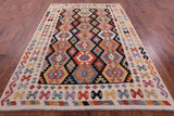 Reversible Kilim Flat Weave Wool On Wool Rug - 6' 8" X 9' 8" - Golden Nile