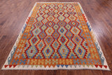 Reversible Kilim Flat Weave Wool On Wool Rug - 6' 9" X 9' 9" - Golden Nile