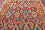 Reversible Kilim Flat Weave Wool On Wool Rug - 6' 9" X 9' 9" - Golden Nile