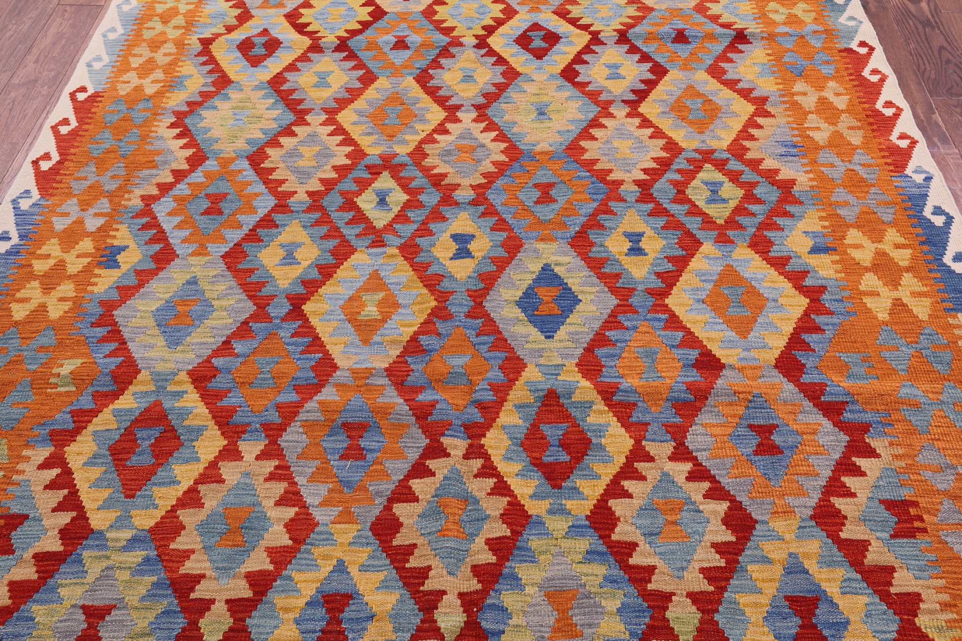 Reversible Kilim Flat Weave Wool On Wool Rug - 6' 9" X 9' 9" - Golden Nile