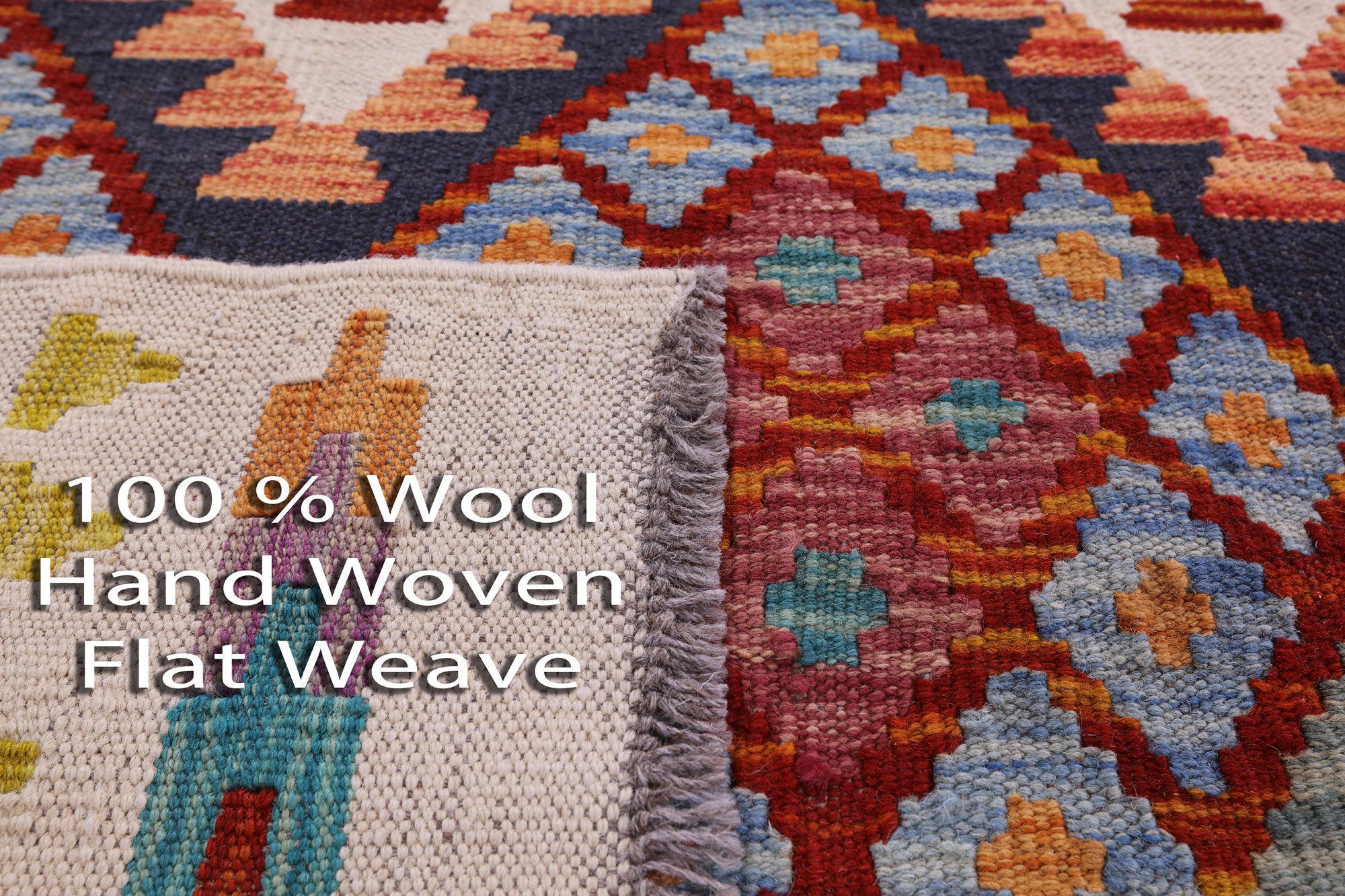Reversible Kilim Flat Weave Wool On Wool Rug - 7' 1" X 9' 6" - Golden Nile