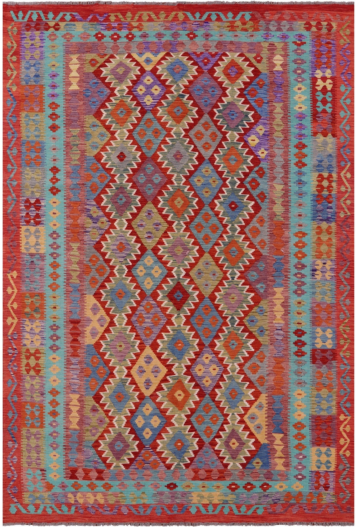 Reversible Kilim Flat Weave Wool On Wool Rug - 6' 5" X 9' 8" - Golden Nile