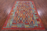 Reversible Kilim Flat Weave Wool On Wool Rug - 6' 5" X 9' 8" - Golden Nile