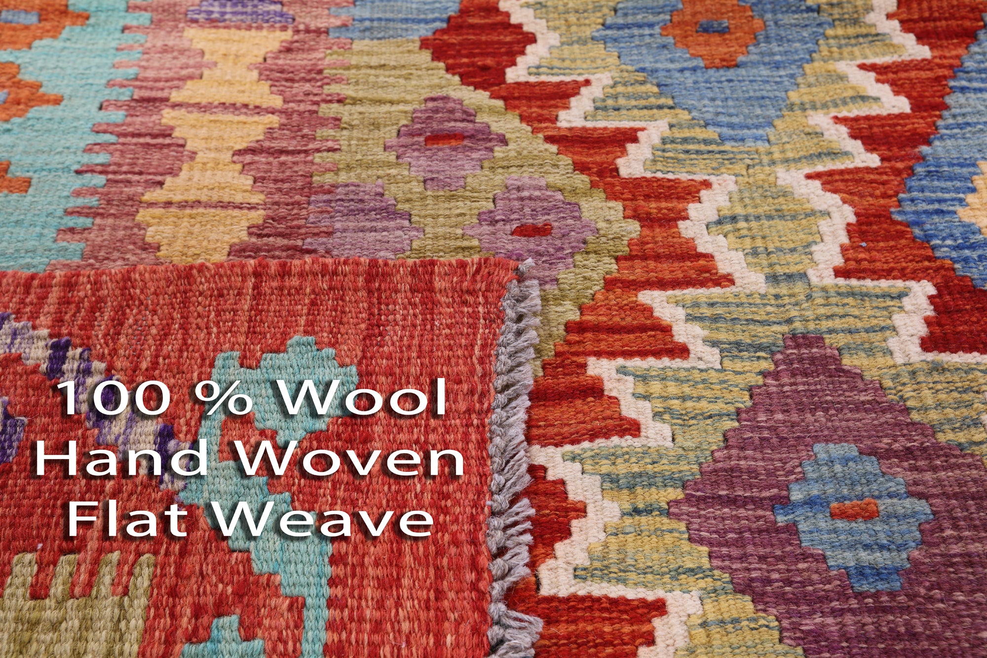 Reversible Kilim Flat Weave Wool On Wool Rug - 6' 5" X 9' 8" - Golden Nile