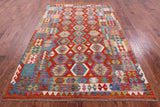 Reversible Kilim Flat Weave Wool On Wool Rug - 6' 6" X 9' 6" - Golden Nile