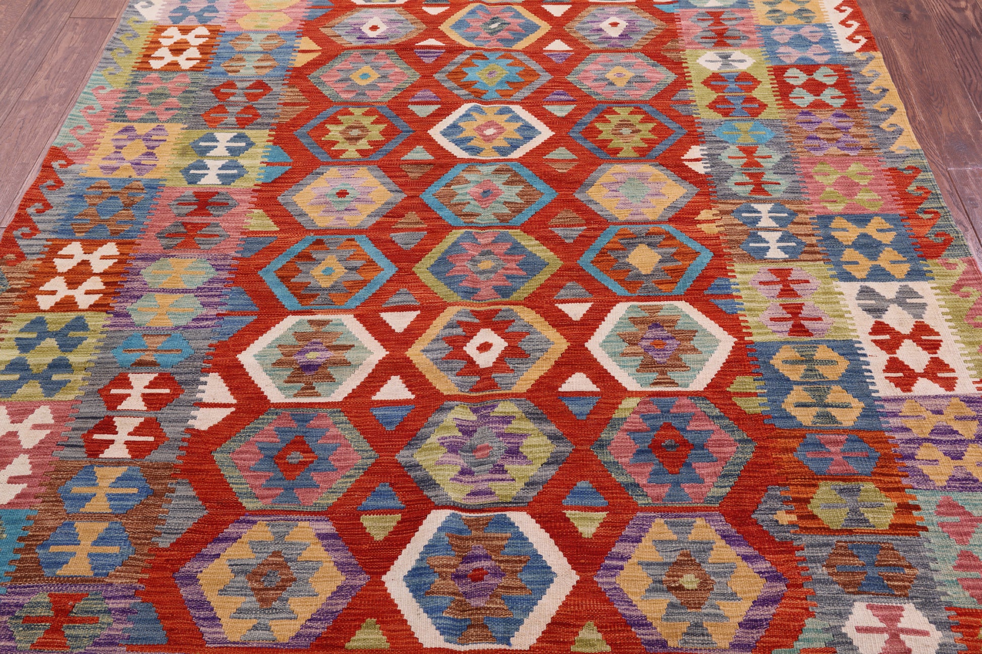 Reversible Kilim Flat Weave Wool On Wool Rug - 6' 6" X 9' 6" - Golden Nile