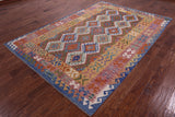 Reversible Kilim Flat Weave Wool On Wool Rug - 6' 8" X 9' 9" - Golden Nile