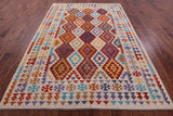 Reversible Kilim Flat Weave Wool On Wool Rug - 6' 10" X 9' 7" - Golden Nile