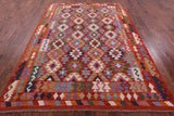 Reversible Kilim Flat Weave Wool On Wool Rug - 6' 8" X 9' 6" - Golden Nile