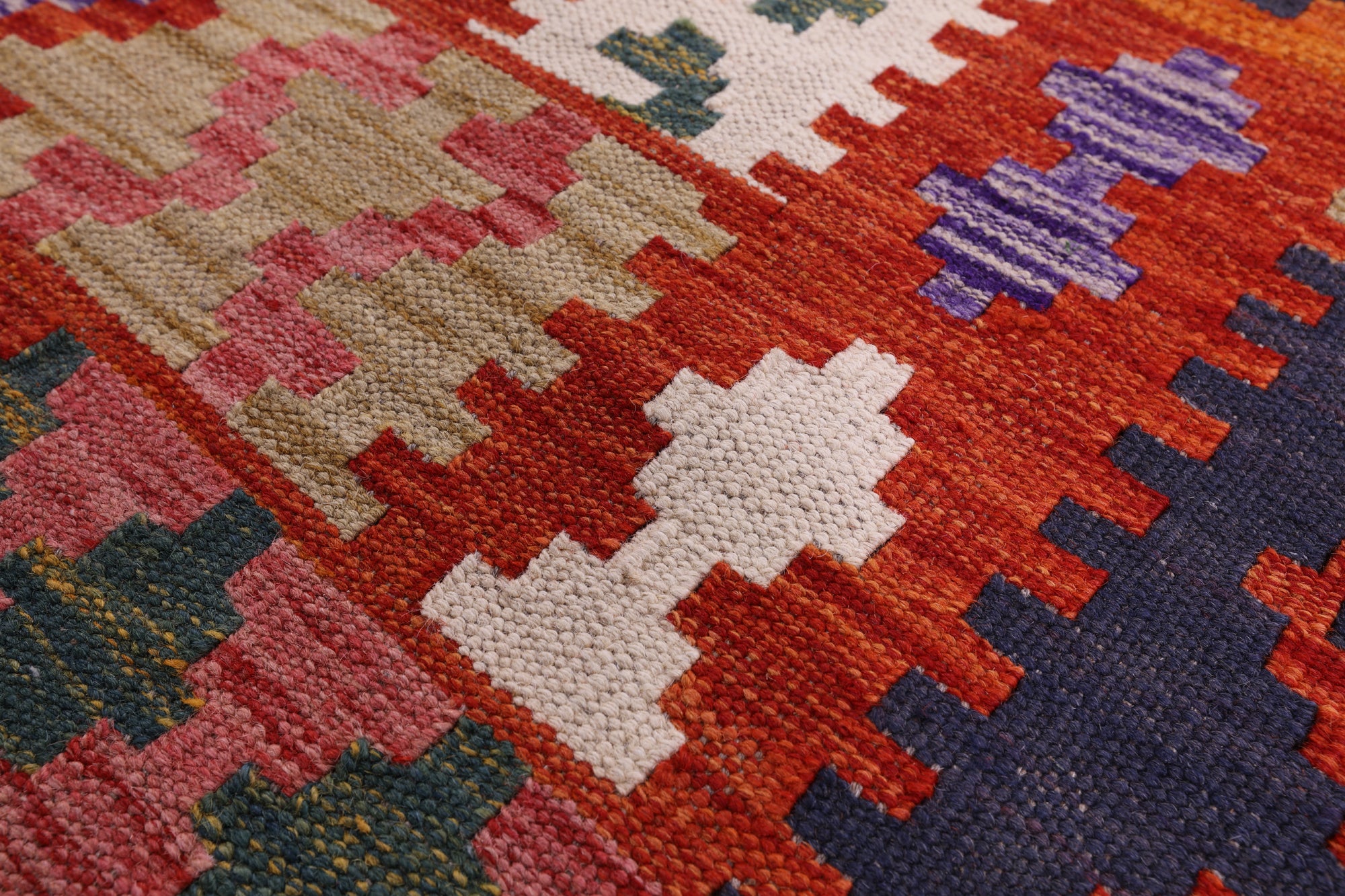 Reversible Kilim Flat Weave Wool On Wool Rug - 6' 8" X 9' 6" - Golden Nile