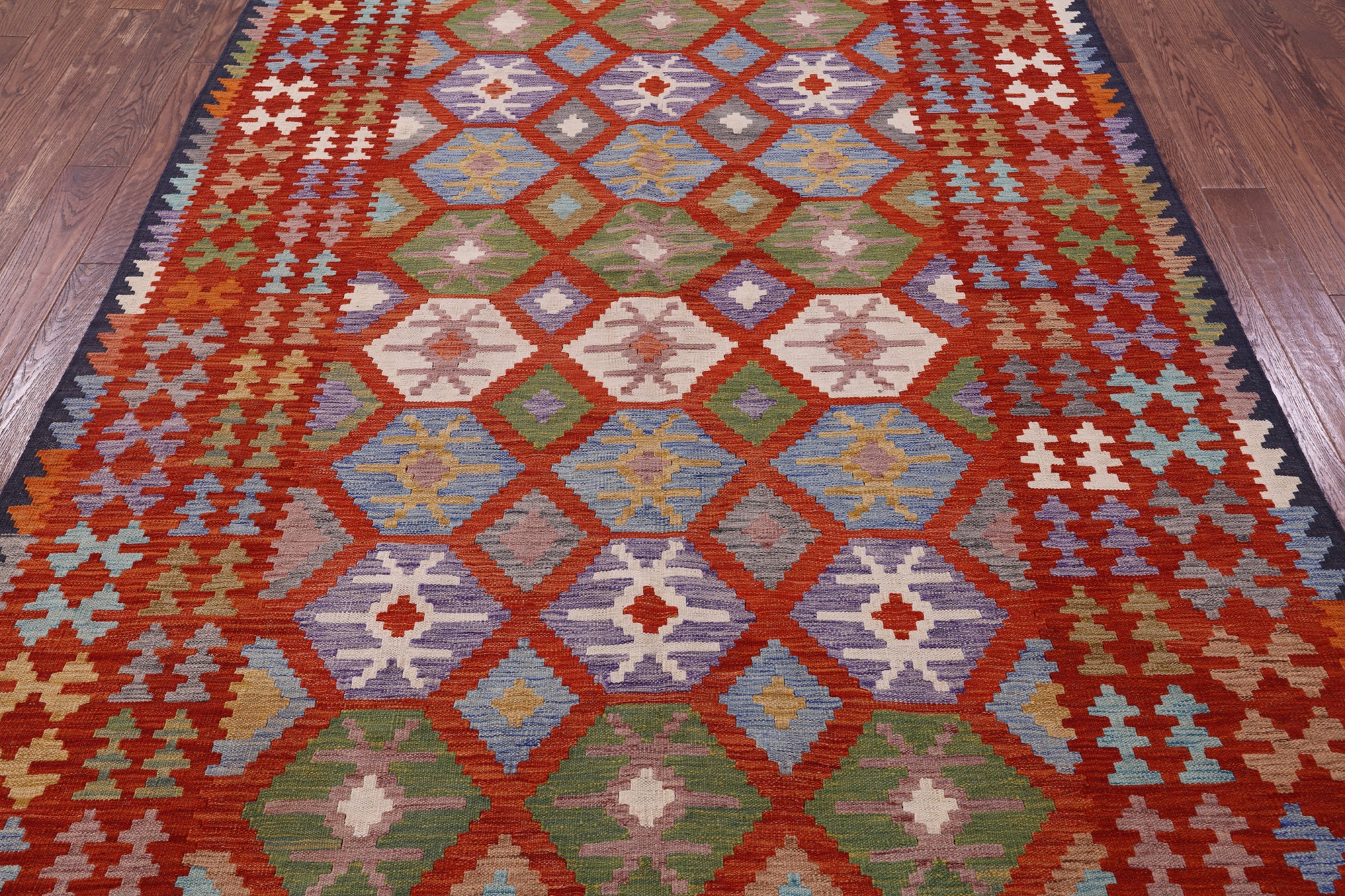 Reversible Kilim Flat Weave Wool On Wool Rug - 6' 8" X 9' 7" - Golden Nile