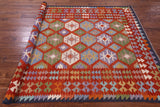Reversible Kilim Flat Weave Wool On Wool Rug - 6' 8" X 9' 7" - Golden Nile