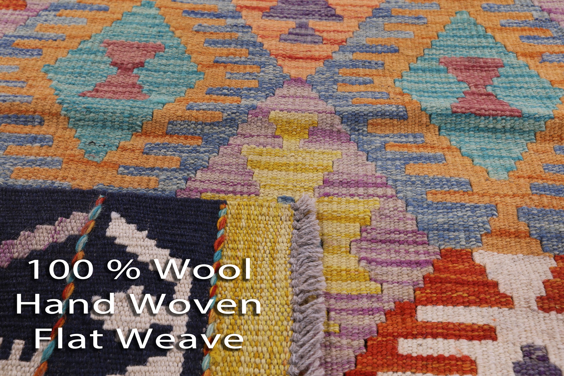 Reversible Kilim Flat Weave Wool On Wool Rug - 3' 4" X 6' 4" - Golden Nile