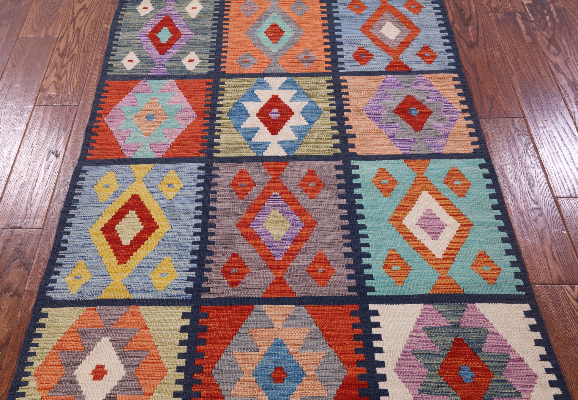 Reversible Kilim Flat Weave Wool On Wool Rug - 3' 7" X 6' 9" - Golden Nile