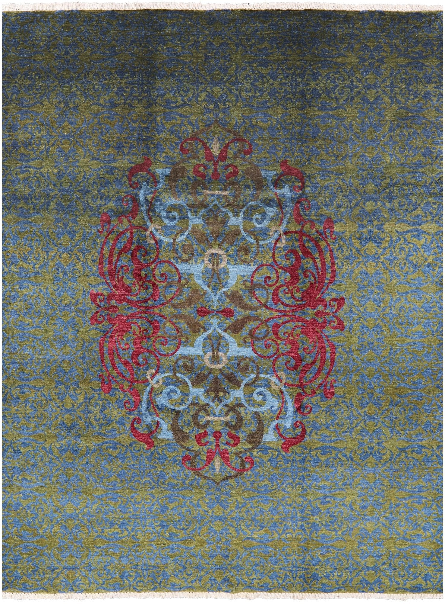 William Morris Handmade Wool Area Rug - 8' 1" X 10' 8" - Golden Nile