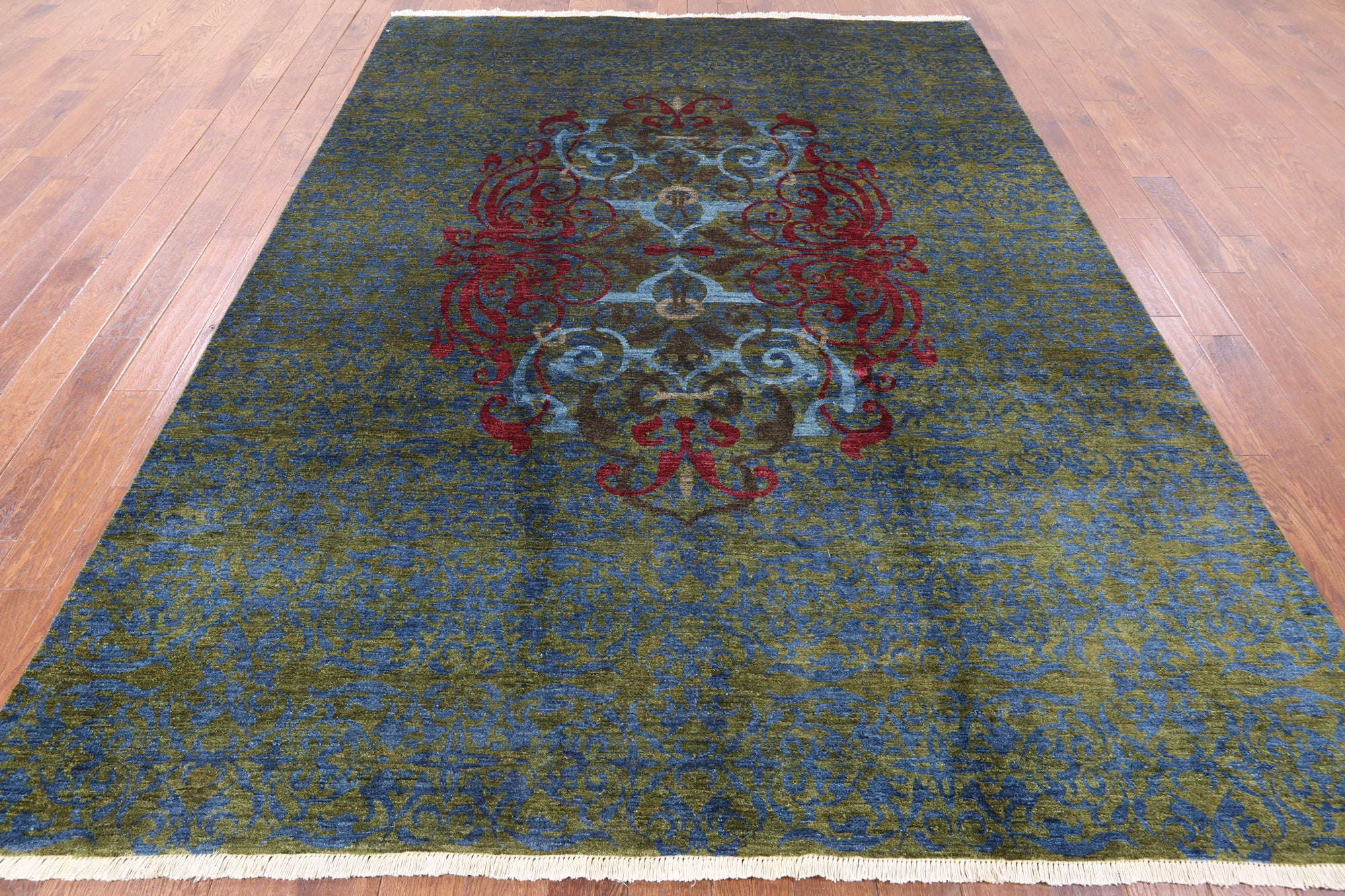 William Morris Handmade Wool Area Rug - 8' 1" X 10' 8" - Golden Nile