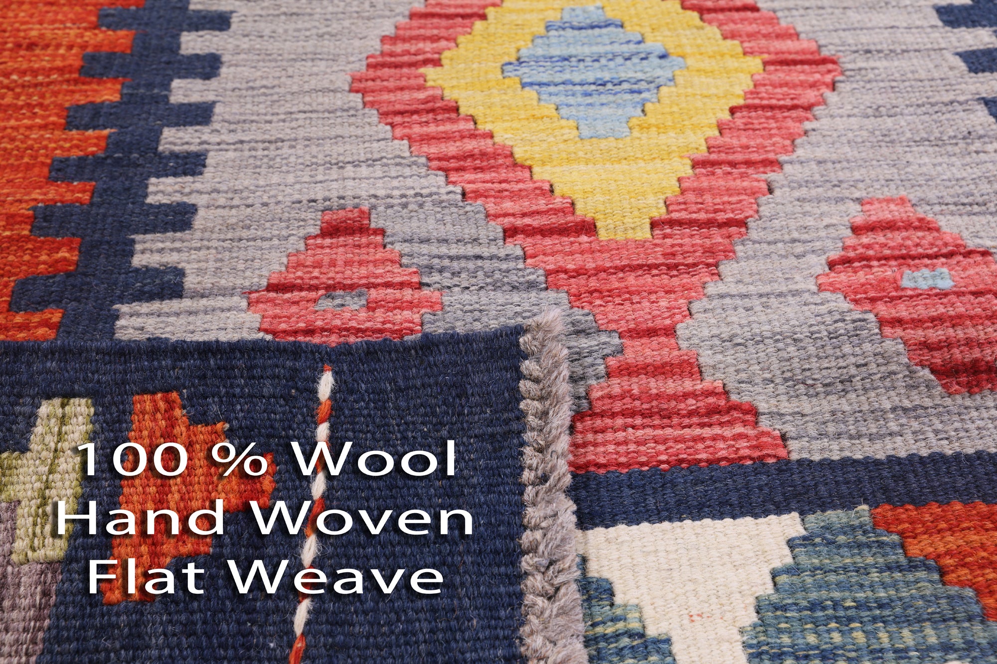 Reversible Kilim Flat Weave Wool On Wool Rug - 3' 7" X 6' 8" - Golden Nile