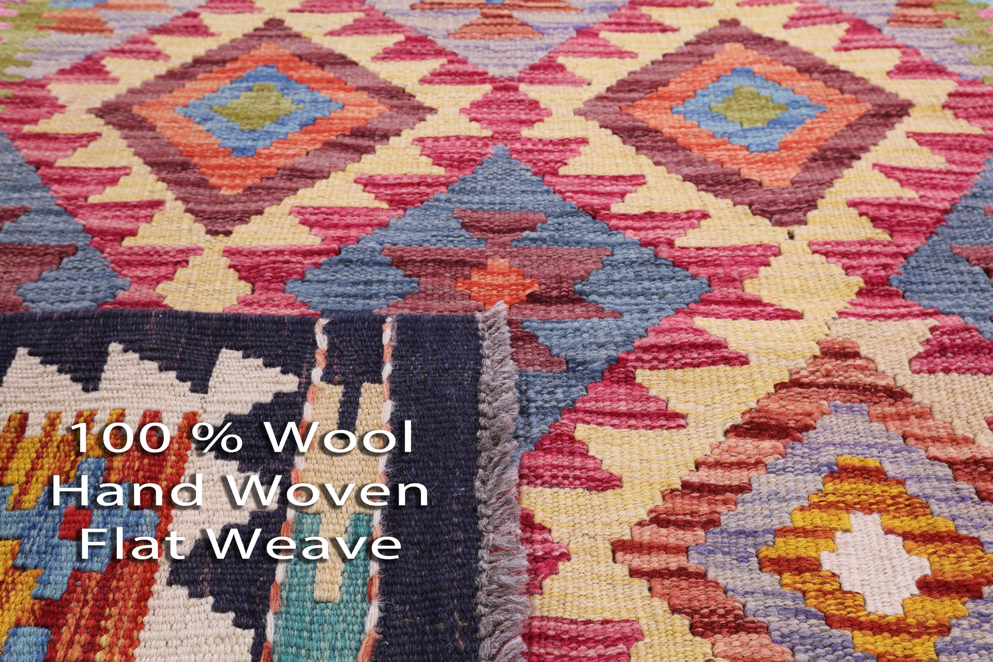 Reversible Kilim Flat Weave Wool On Wool Runner Rug - 3' 4" X 6' 8" - Golden Nile