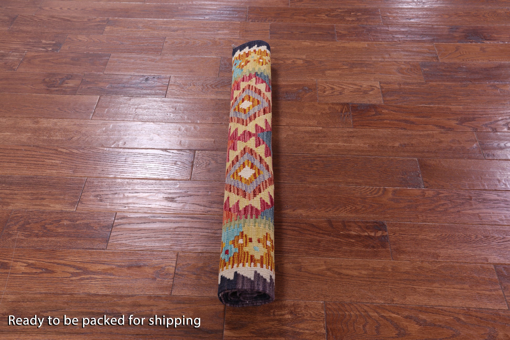 Reversible Kilim Flat Weave Wool On Wool Runner Rug - 3' 4" X 6' 8" - Golden Nile