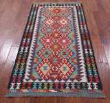 Reversible Kilim Flat Weave Wool On Wool Rug - 3' 4" X 6' 4" - Golden Nile