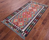 Reversible Kilim Flat Weave Wool On Wool Rug - 3' 4" X 6' 4" - Golden Nile