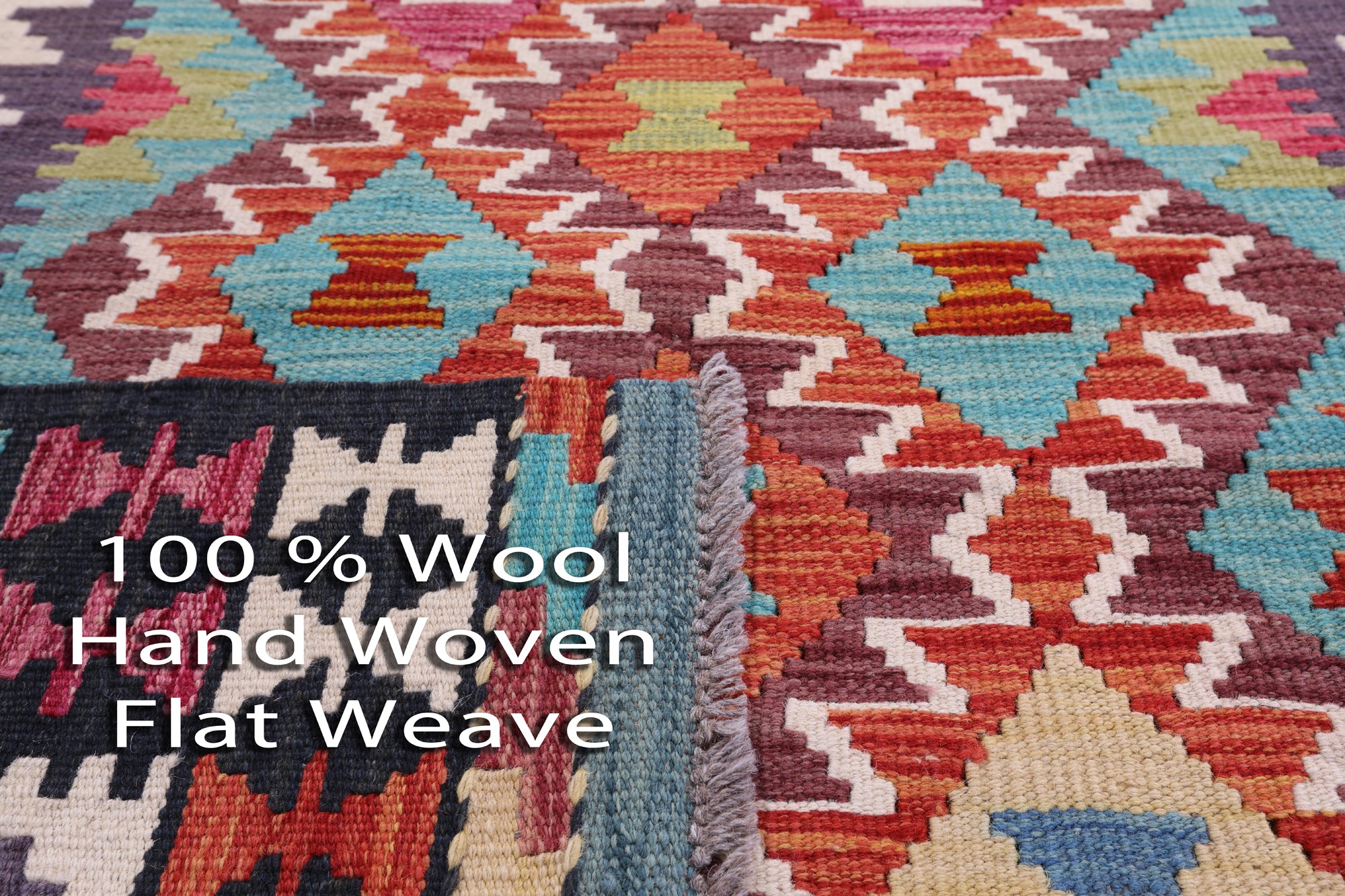 Reversible Kilim Flat Weave Wool On Wool Rug - 3' 4" X 6' 4" - Golden Nile