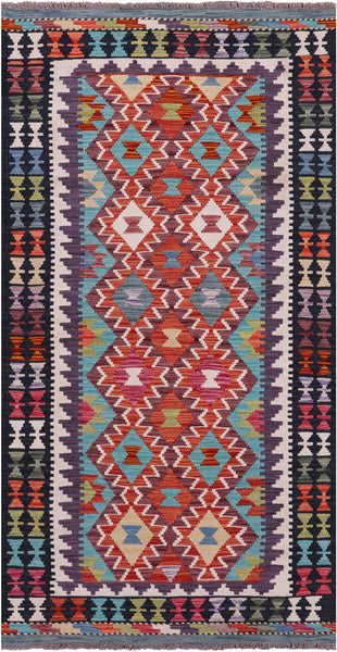 Reversible Kilim Flat Weave Wool On Wool Rug - 3' 4" X 6' 4" - Golden Nile