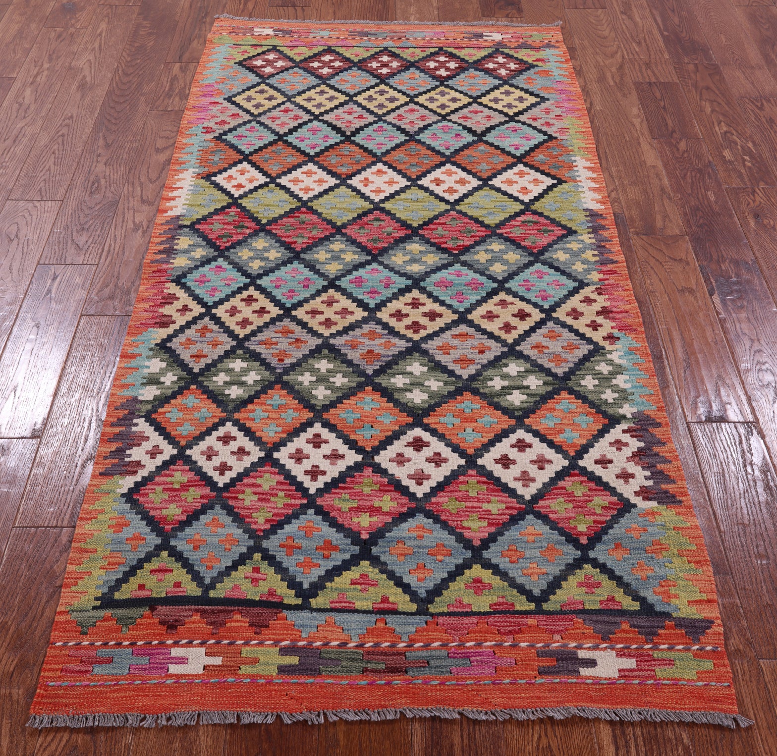 Reversible Kilim Flat Weave Wool On Wool Rug - 3' 5" X 6' 8" - Golden Nile