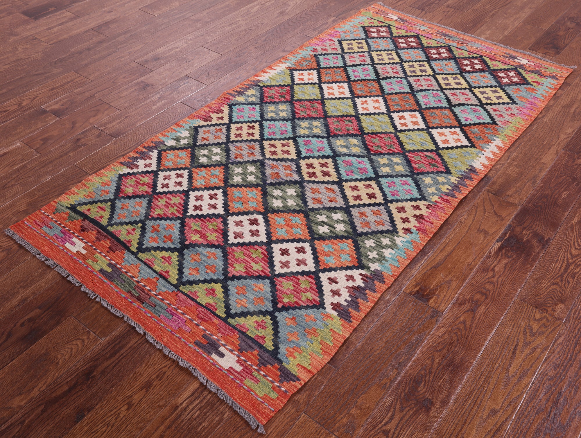 Reversible Kilim Flat Weave Wool On Wool Rug - 3' 5" X 6' 8" - Golden Nile