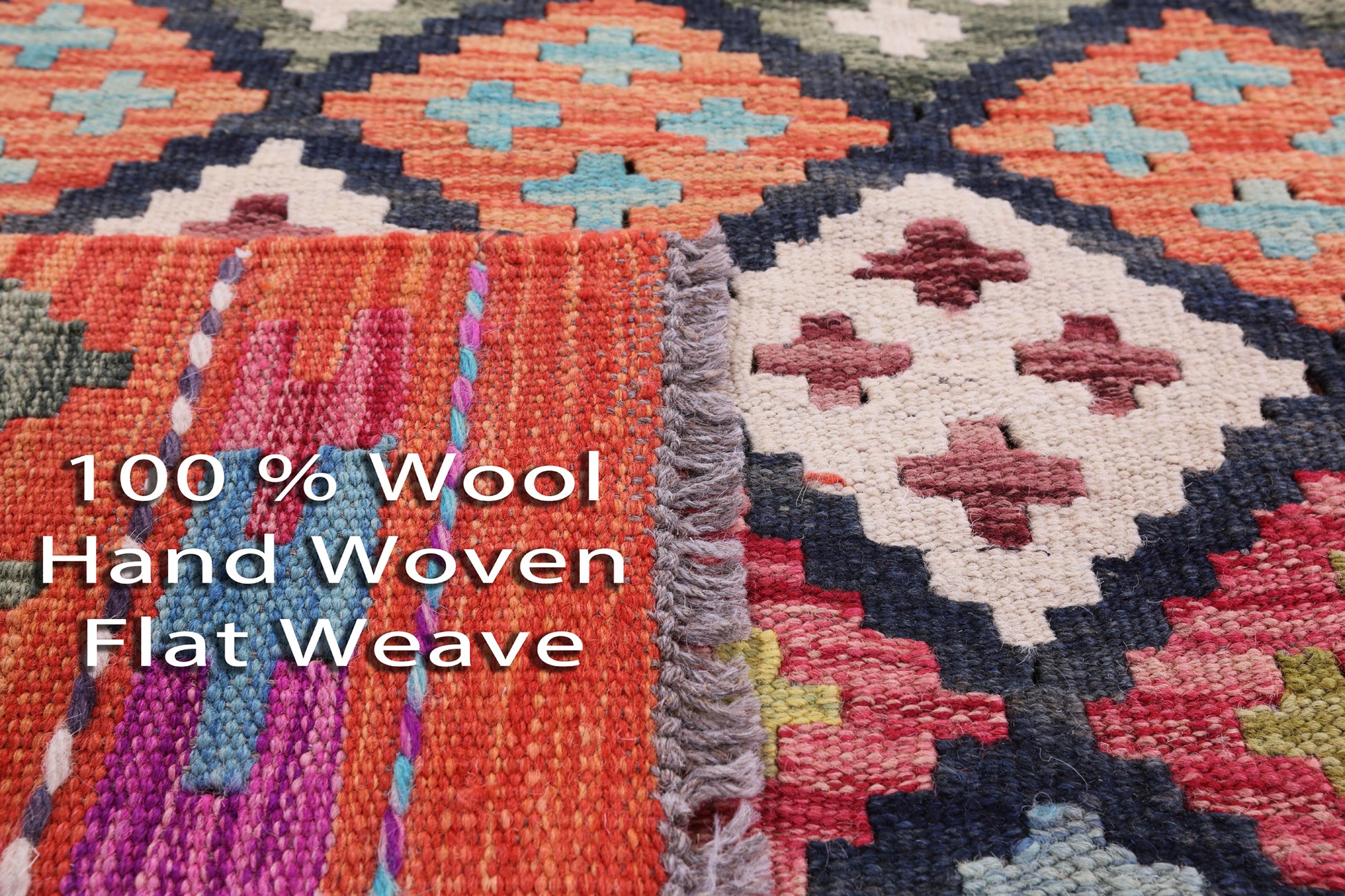 Reversible Kilim Flat Weave Wool On Wool Rug - 3' 5" X 6' 8" - Golden Nile