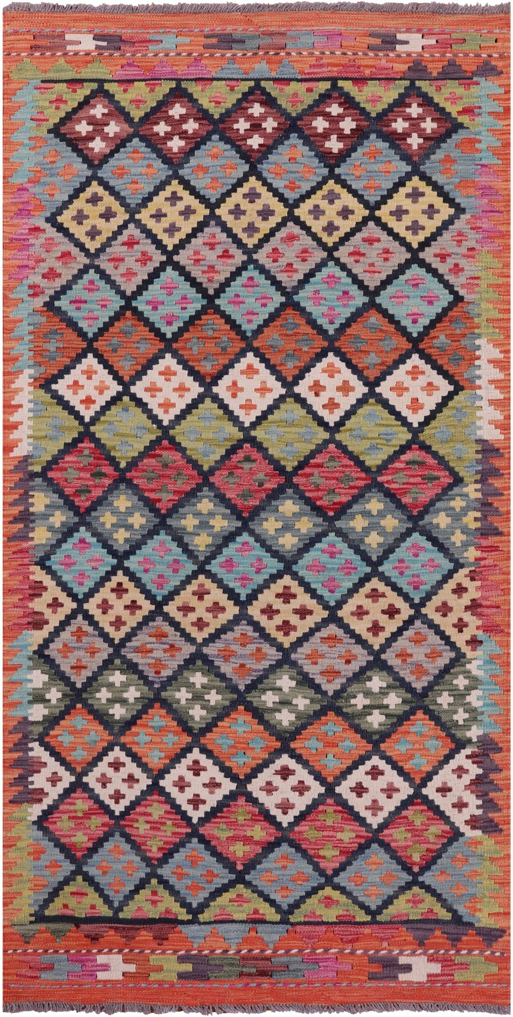 Reversible Kilim Flat Weave Wool On Wool Rug - 3' 5" X 6' 8" - Golden Nile