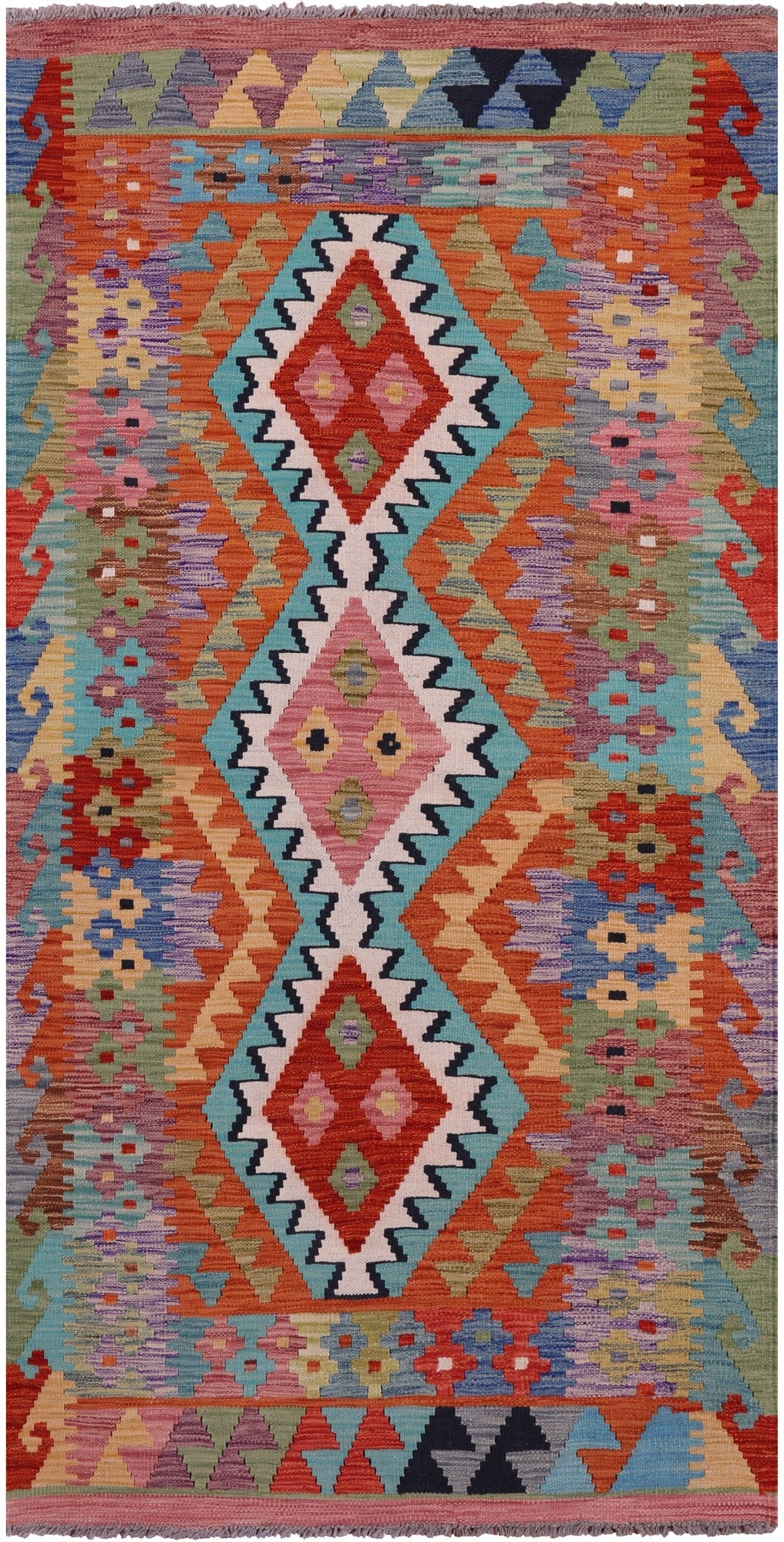Reversible Kilim Flat Weave Wool On Wool Rug - 3' 4" X 6' 7" - Golden Nile