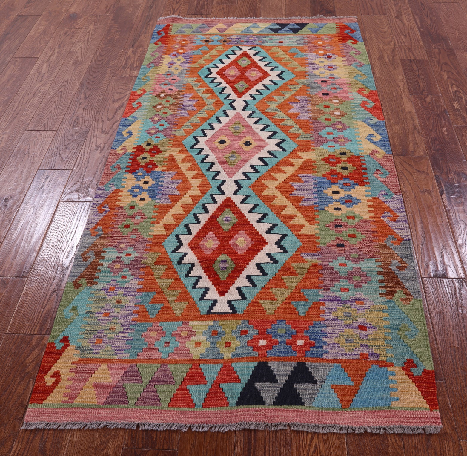 Reversible Kilim Flat Weave Wool On Wool Rug - 3' 4" X 6' 7" - Golden Nile