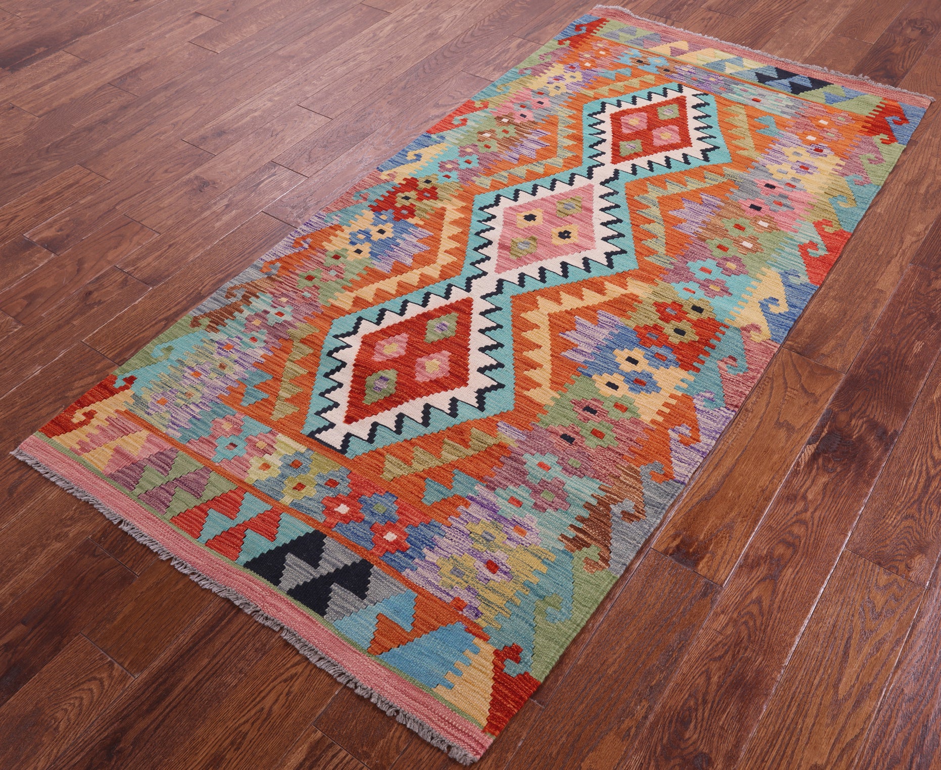 Reversible Kilim Flat Weave Wool On Wool Rug - 3' 4" X 6' 7" - Golden Nile