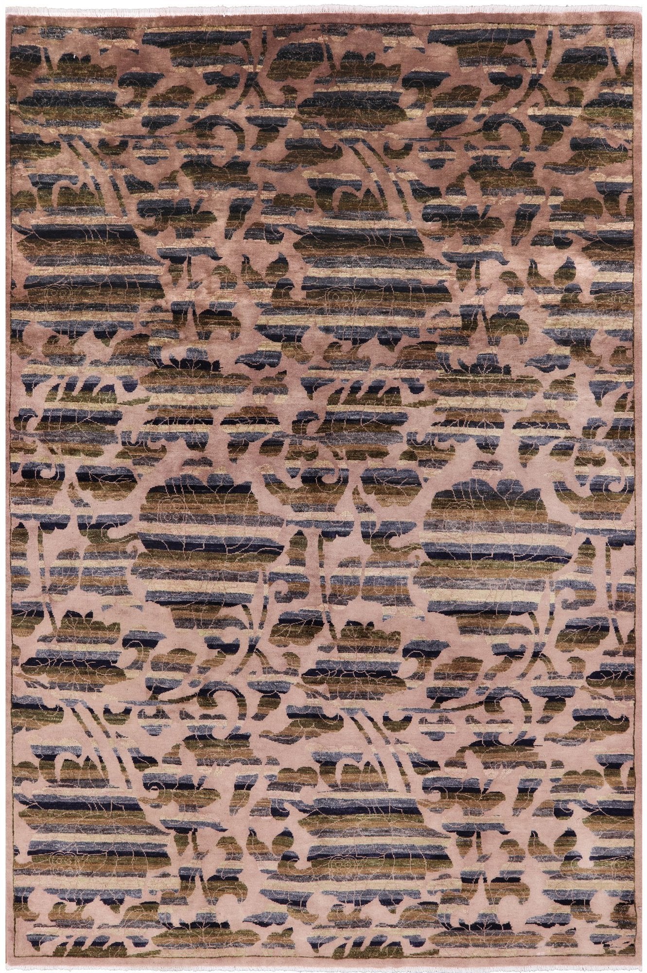 William Morris Rose Garden Hand Knotted Wool Area Rug - 6' 1" X 9' 0" - Golden Nile