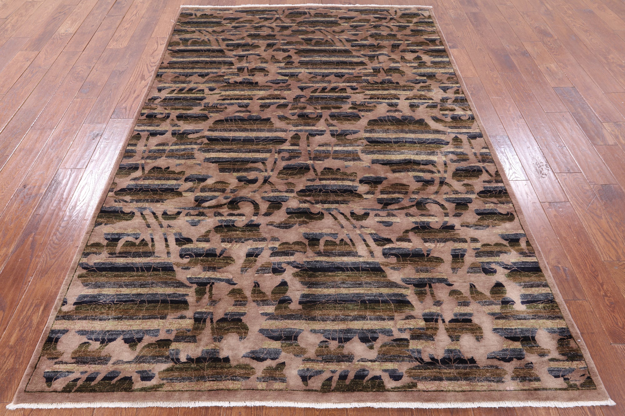 William Morris Rose Garden Hand Knotted Wool Area Rug - 6' 1" X 9' 0" - Golden Nile