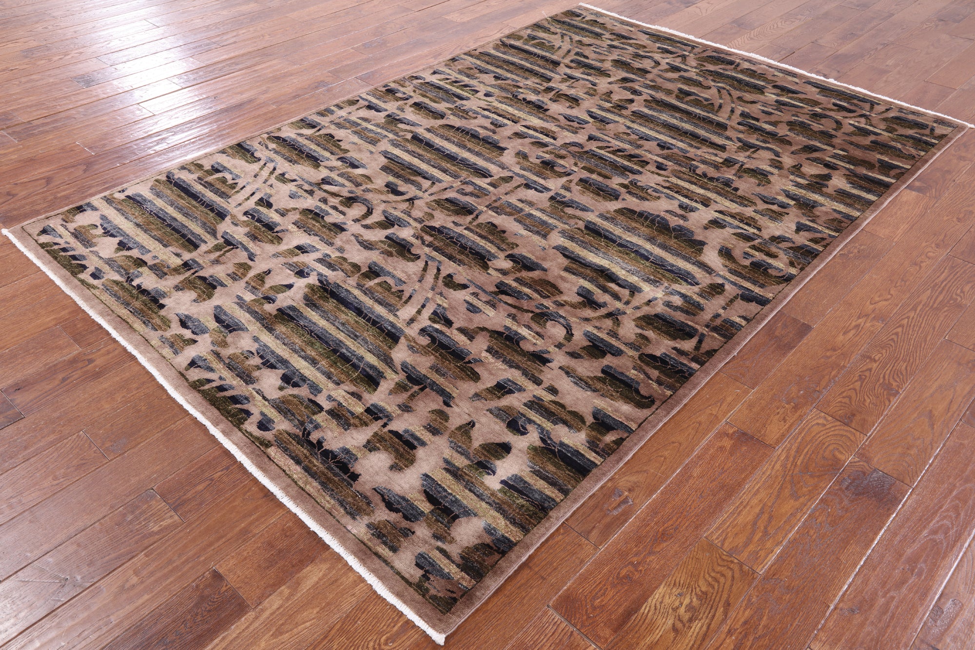 William Morris Rose Garden Hand Knotted Wool Area Rug - 6' 1" X 9' 0" - Golden Nile