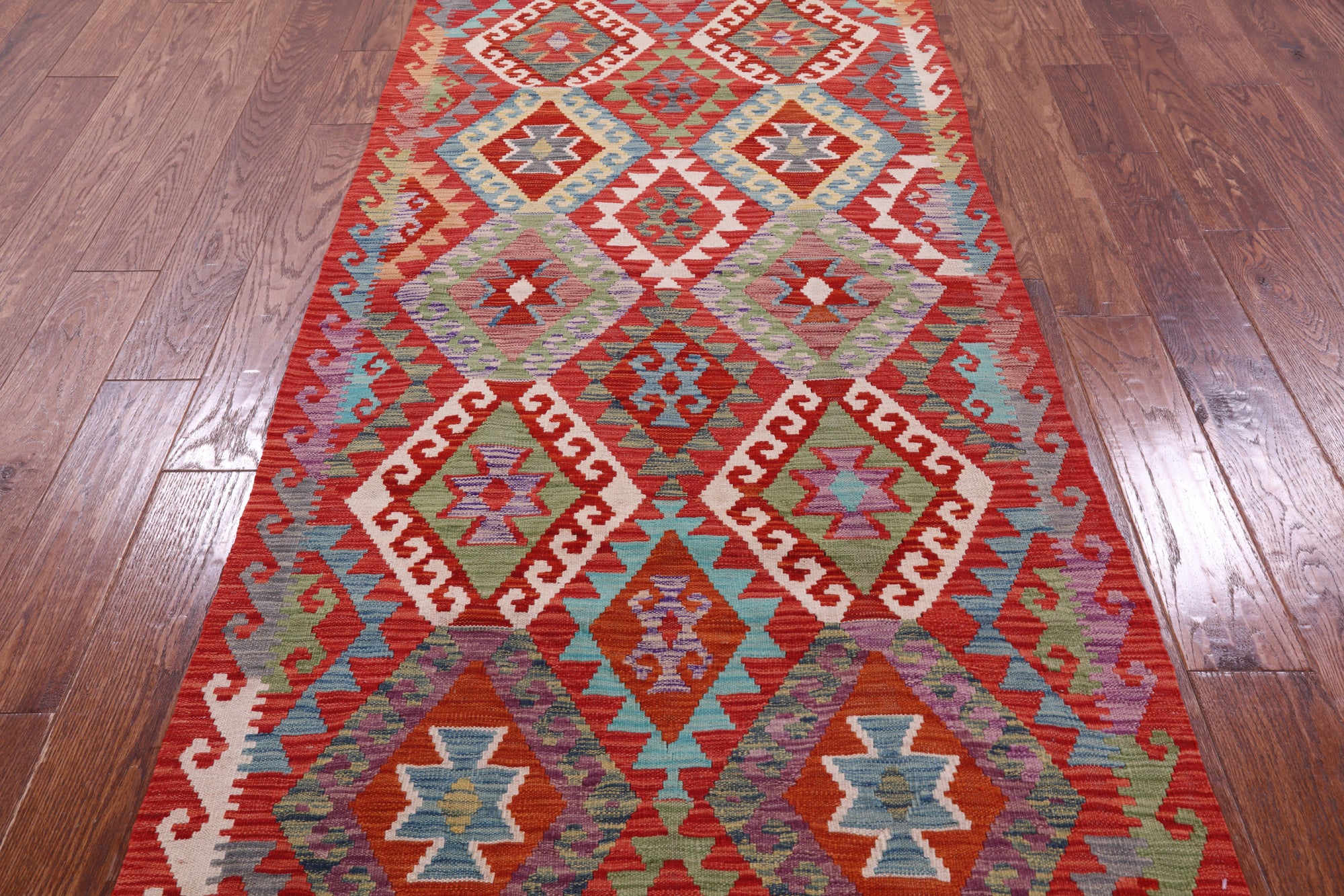 Reversible Kilim Flat Weave Wool On Wool Runner Rug - 3' 3" X 6' 5" - Golden Nile