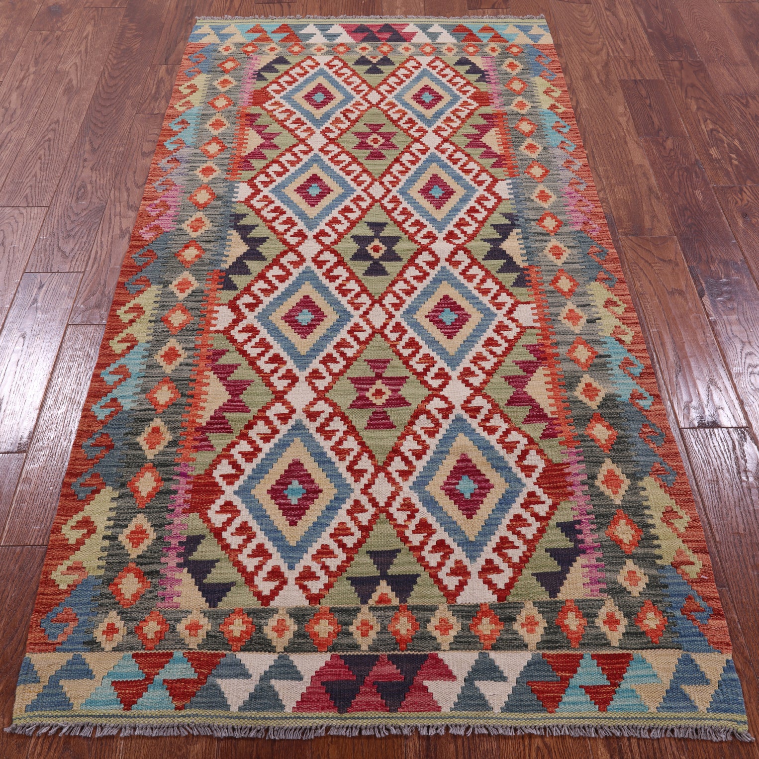 Reversible Kilim Flat Weave Wool On Wool Rug - 3' 5" X 6' 8" - Golden Nile