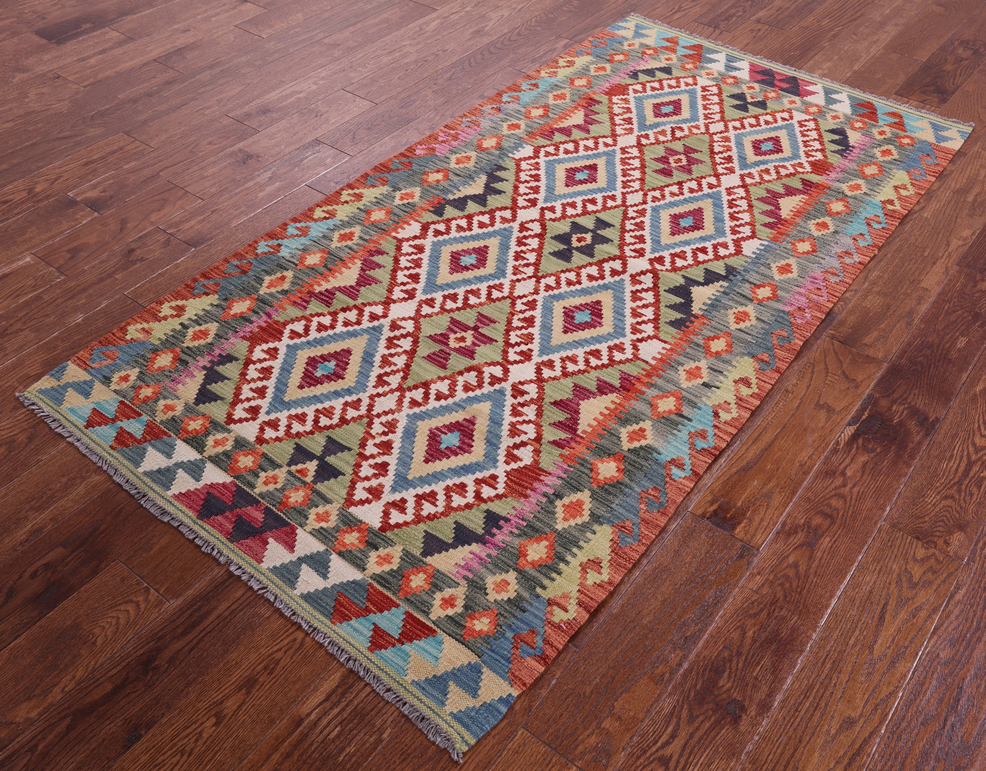 Reversible Kilim Flat Weave Wool On Wool Rug - 3' 5" X 6' 8" - Golden Nile