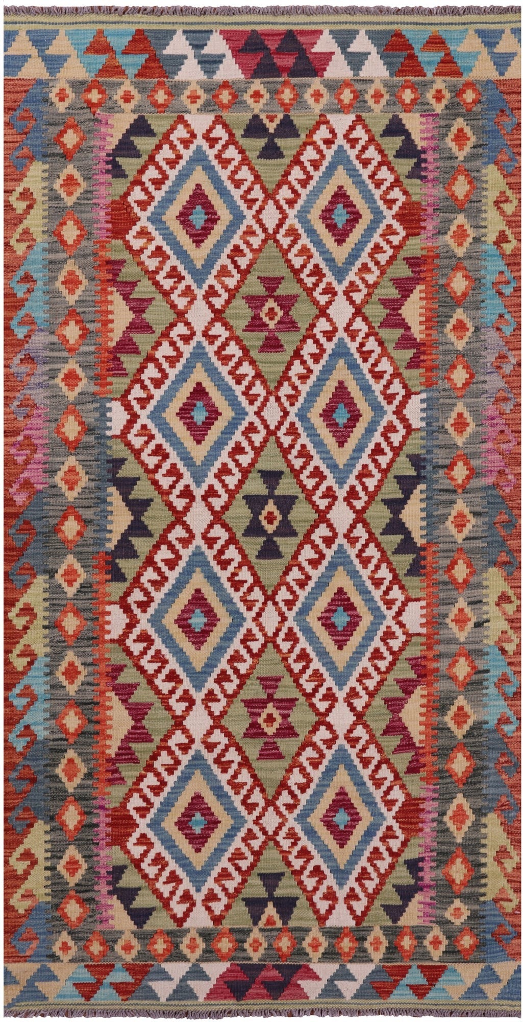 Reversible Kilim Flat Weave Wool On Wool Rug - 3' 5" X 6' 8" - Golden Nile