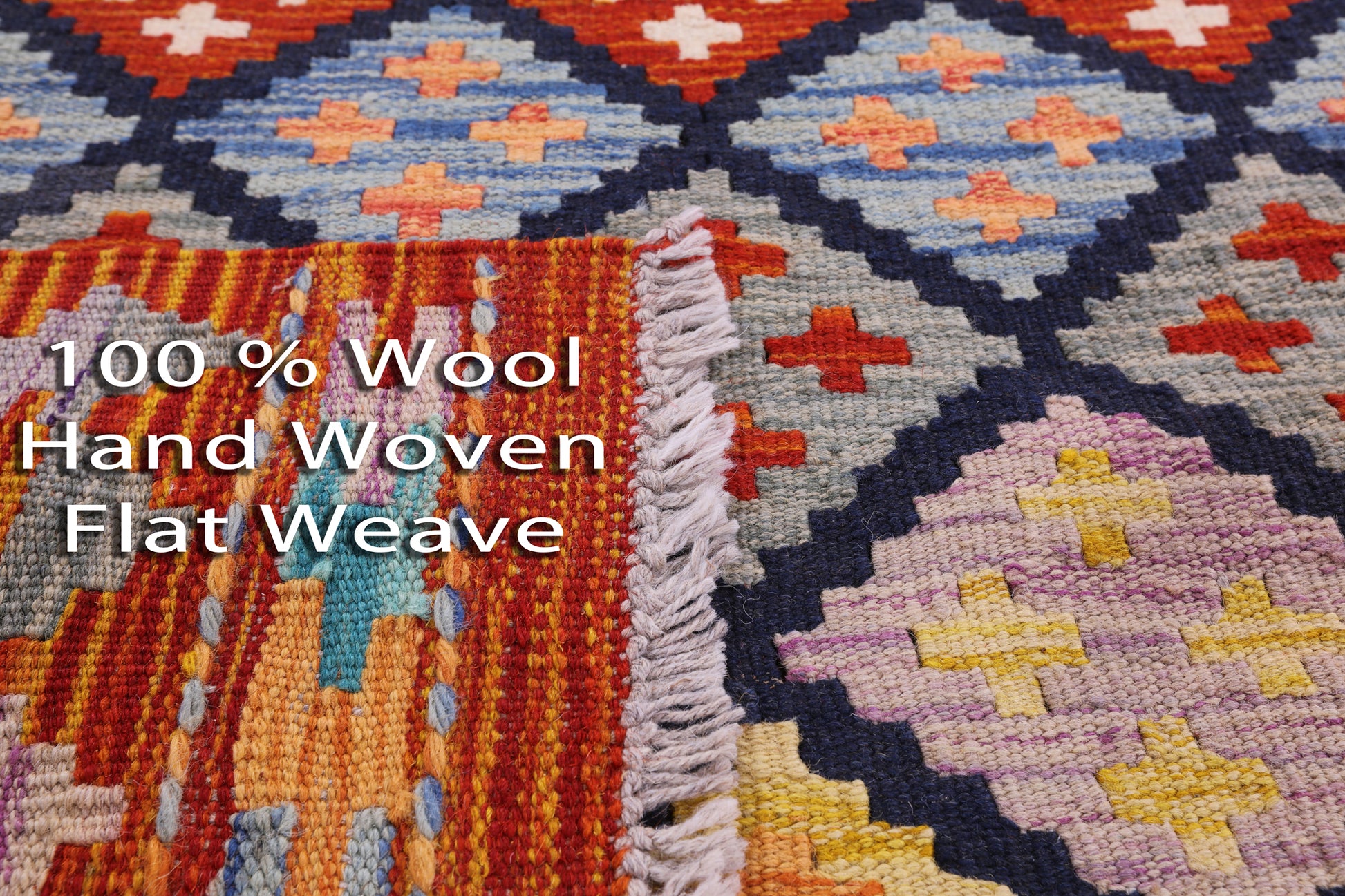 Reversible Kilim Flat Weave Wool On Wool Runner Rug - 3' 4" X 6' 10" - Golden Nile