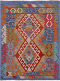 Reversible Kilim Flat Weave Wool On Wool Rug - 4' 3" X 5' 6" - Golden Nile