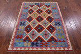 Reversible Kilim Flat Weave Wool On Wool Rug - 4' 5" X 6' 1" - Golden Nile