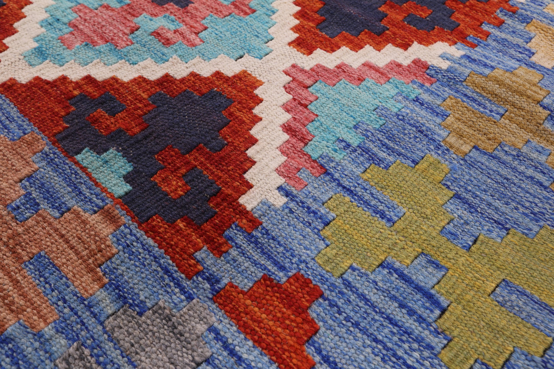 Reversible Kilim Flat Weave Wool On Wool Rug - 4' 5" X 6' 1" - Golden Nile