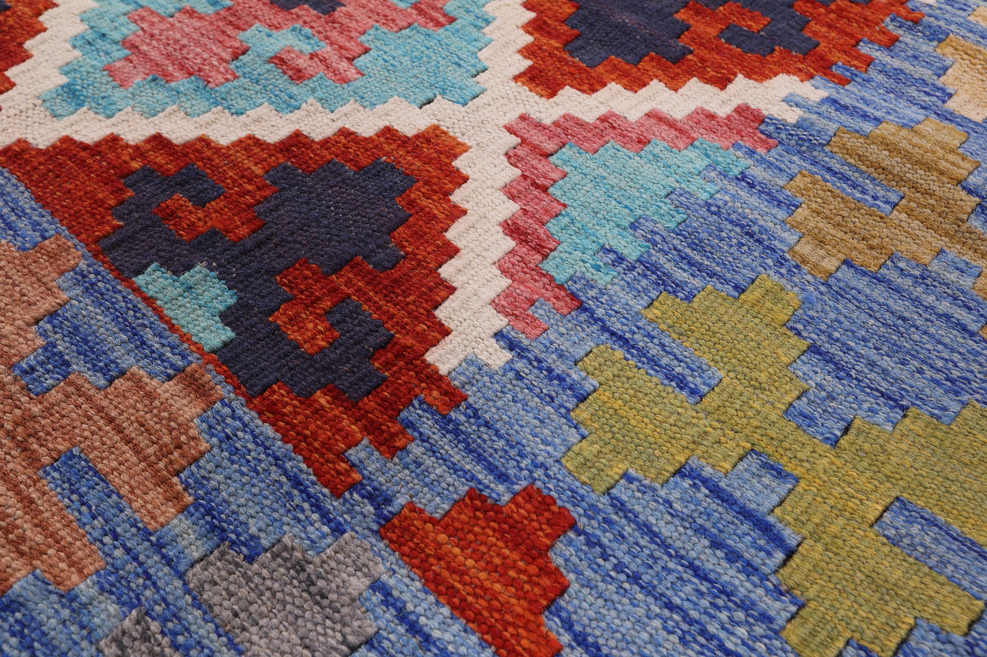 Reversible Kilim Flat Weave Wool On Wool Rug - 4' 5" X 6' 1" - Golden Nile
